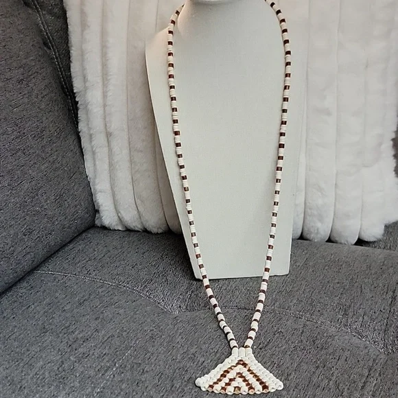 San Bushman Ostrich Shell Brown & Nut Necklace Namibia 18 Inch - Picture 4 of 5